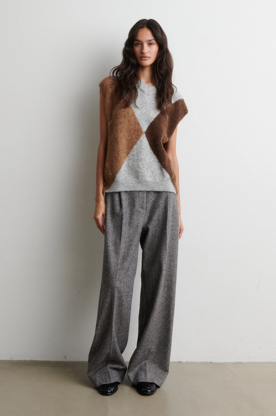 Second Female - Forca Knit Vest 61048 - 7001 Light Grey Melange Veste 