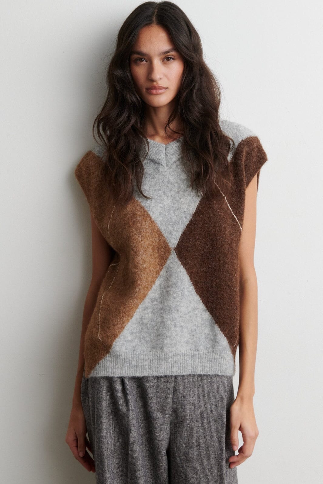 Second Female - Forca Knit Vest 61048 - 7001 Light Grey Melange Veste 
