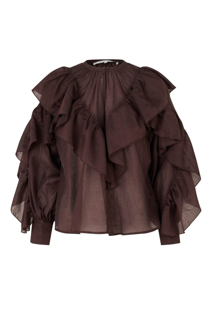 Second Female - Fria Frill Blouse 60121 - 6021 Chocolate Plum
