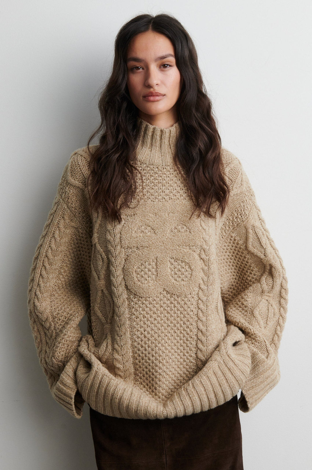 Second Female - Janne Knit T-Neck 61044 - 6007 Camel melange Strikbluser 