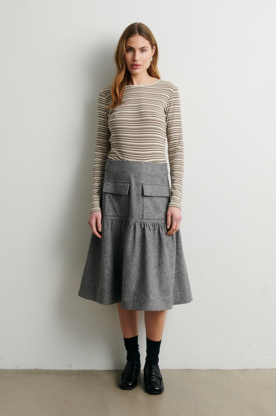 Second Female - Lydney Skirt 60968 - 7002 Grey Melange Nederdele 