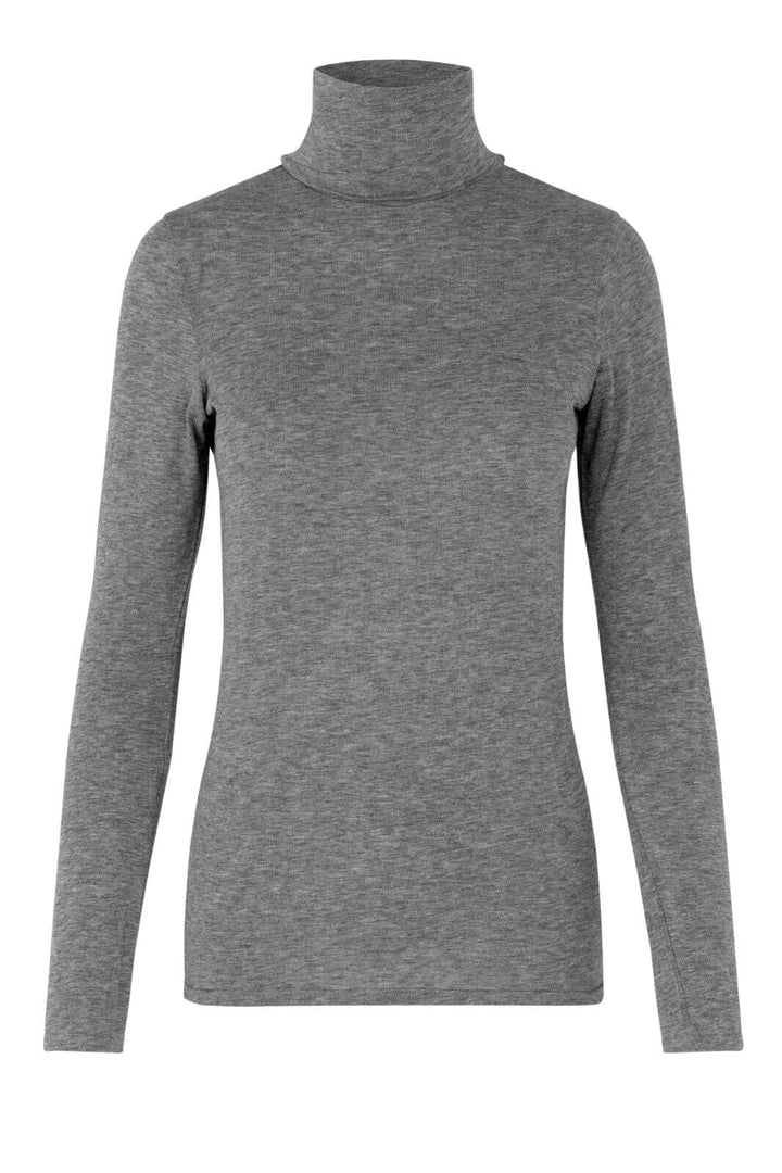 Second Female - Matima T-Neck Tee 55201 - 7002 Grey Melange T-shirts 