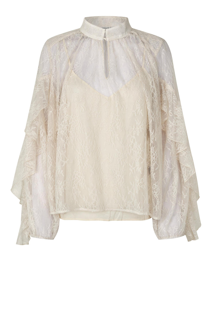 Second Female - Sybell Lace Blouse 60509 - 0512 Soft Beige Bluser 