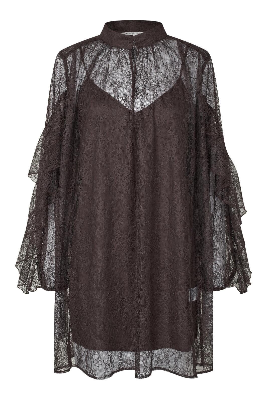 Second Female - Sybell Lace Dress 60508 - 6150 Chocolate Torte Kjoler 