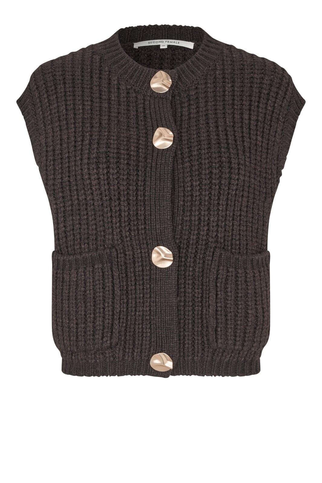 Second Female - Ulrikke Knit Vest 60546 - 6150 Chocolate Torte Veste 