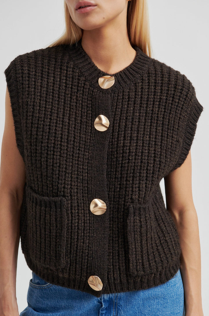 Second Female - Ulrikke Knit Vest 60546 - 6150 Chocolate Torte Veste 
