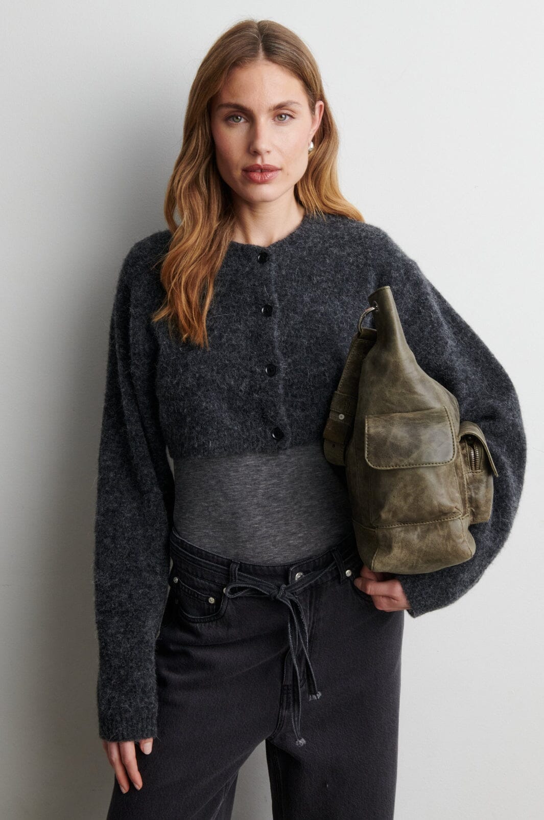 Second Female - Varano Knit Bolero 61138 - 7003 Dark grey melange Cardigans 