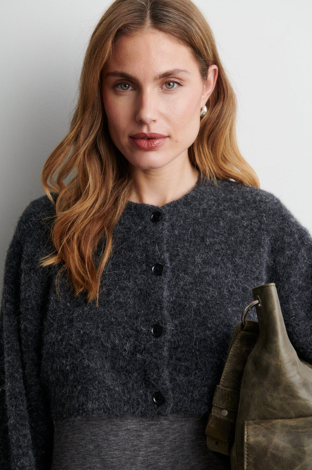 Second Female - Varano Knit Bolero 61138 - 7003 Dark grey melange Cardigans 