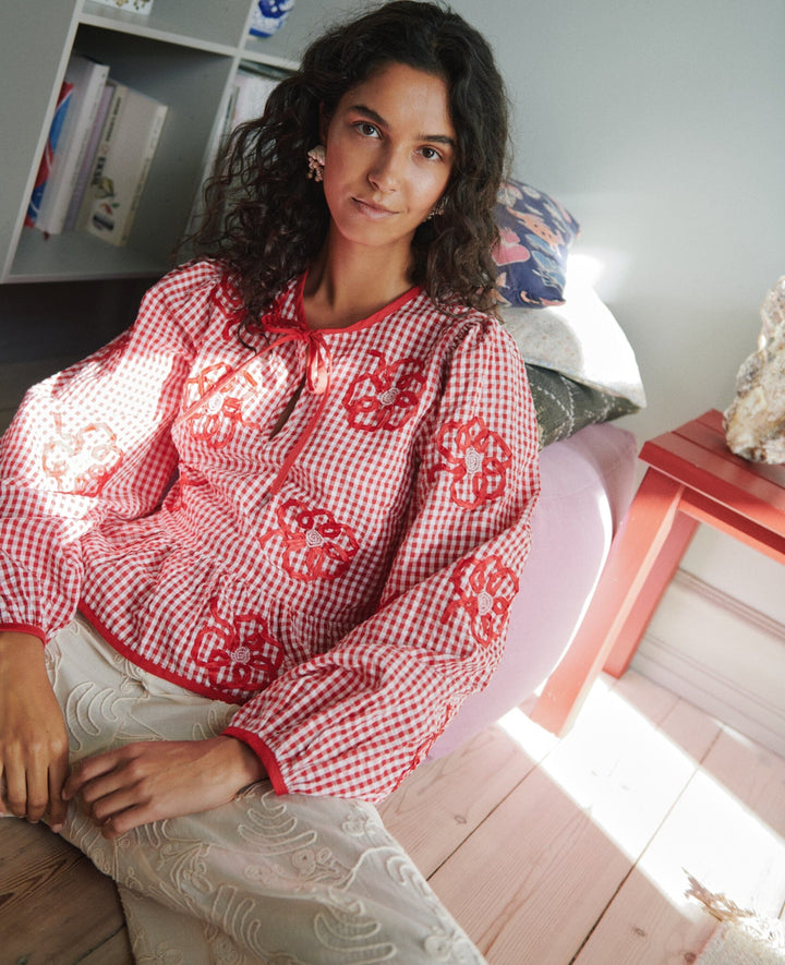 Sissel Edelbo - Sunny Top SE 1914 - Red Checks Bluser 