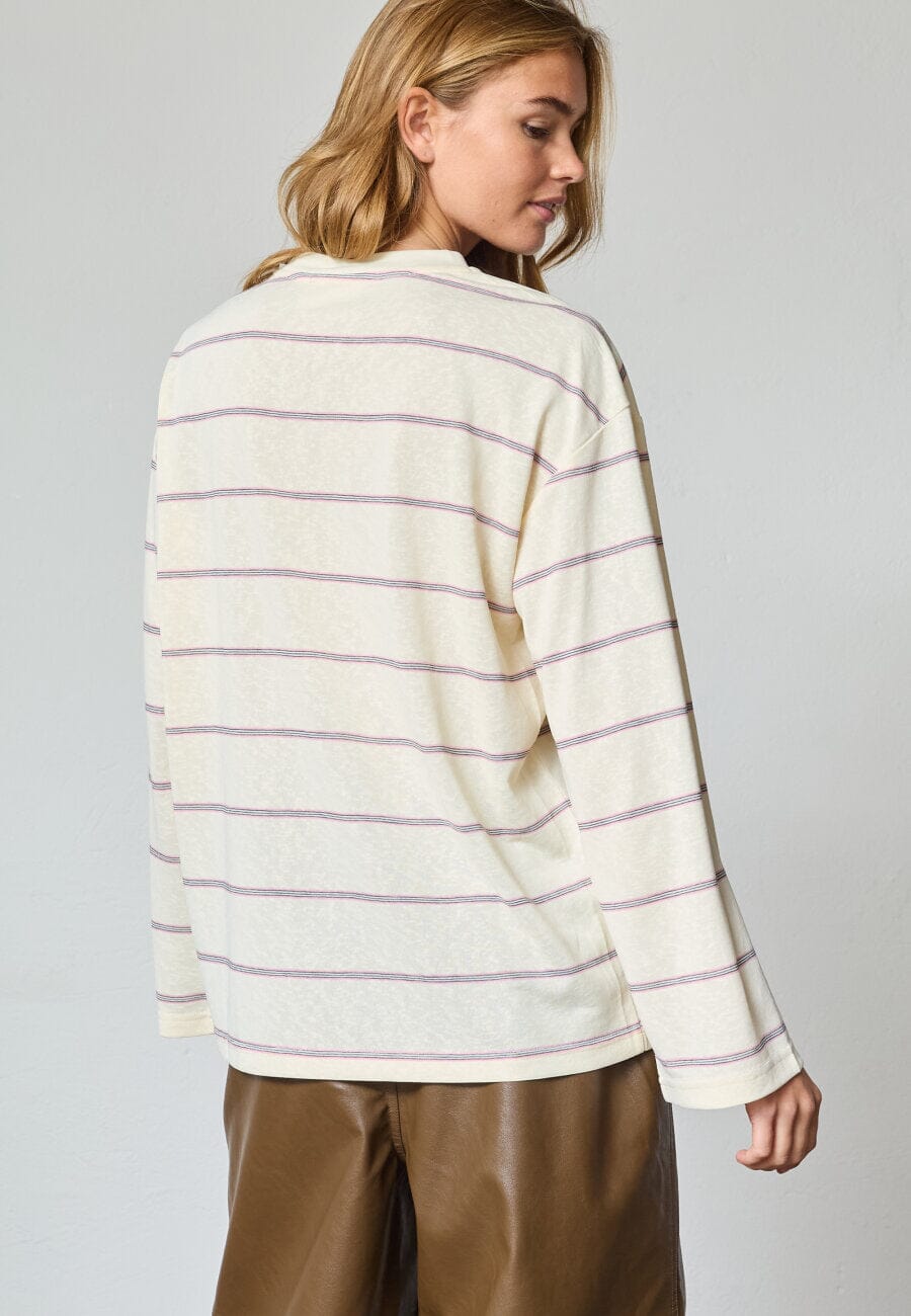 Sisters Point - Esther-Ls 19561 - 833 - Cream Stripe Bluser 