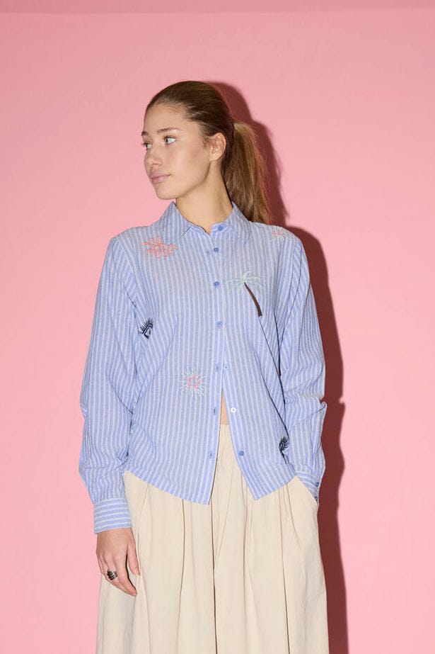 Sisters Point - Ibisa-Sh3 19699 - 831 - Blue Stripe Beach Skjorter 