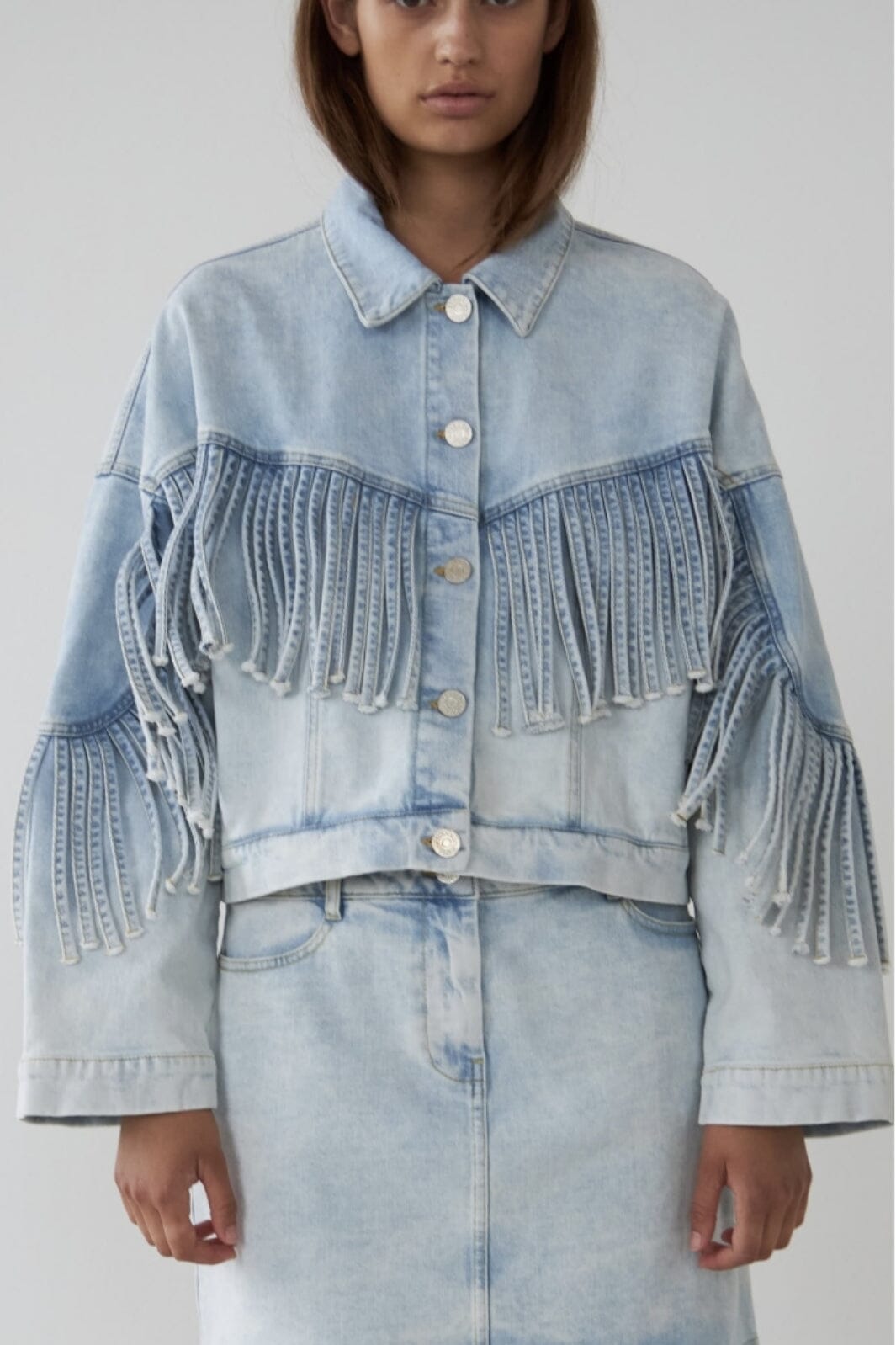 Stella Nova - Denim Jacket With Fringes - 301 Soft Sky Jakker 