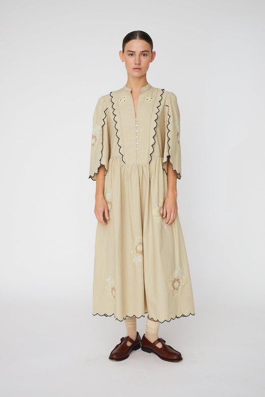 Stella Nova - Embroidered Loose Midi Dresses62-4485 - 198 Army Touch Kjoler 