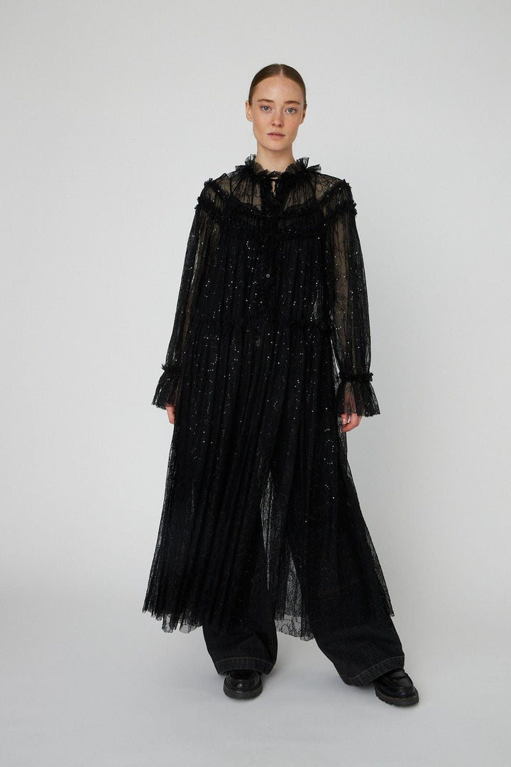 Stella Nova - Sheer Lace Maxi Cape Dressls54-4306 - 999 Black Kjoler 