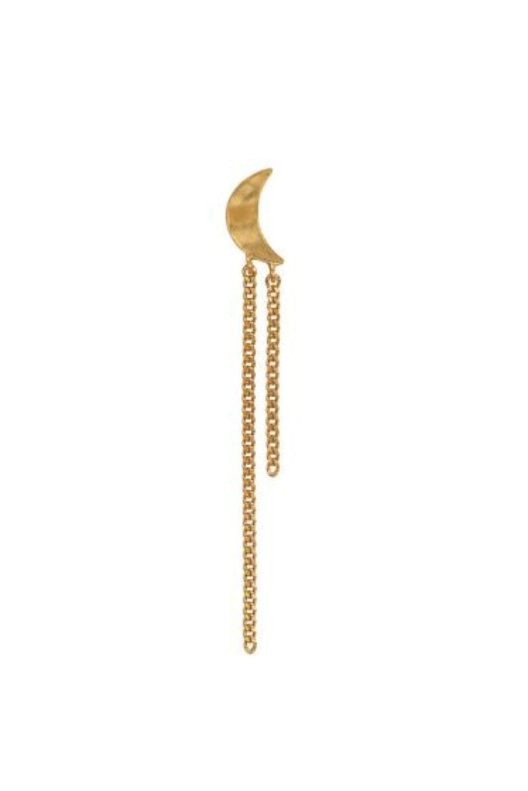 Stine A - Petit Bella Moon Earring With Two Chains - Single - 1415-02-S Øreringe 
