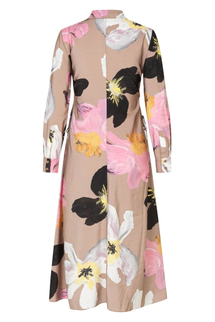 Stine Goya - 2070 Light Fluid Ecovero, Waist Gather Shirt Midi Dresssg-pf25-d146-2070 - Wild Flowers