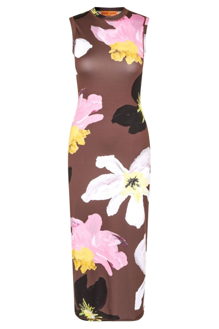 Stine Goya - 2244 Stocking Jersey, Elastic Tank Crewneck Dresssg-pf25-d104-2244 - Wild Flowers