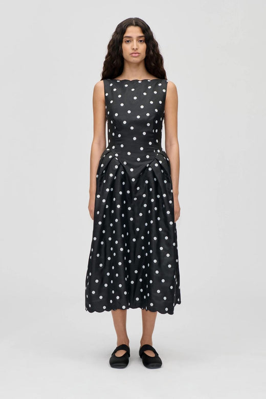 Stine Goya - 2451 Quilted Dots, Voluminous Midi Dresssg-ps26-d199-2451 - Quilted Dots Kjoler 