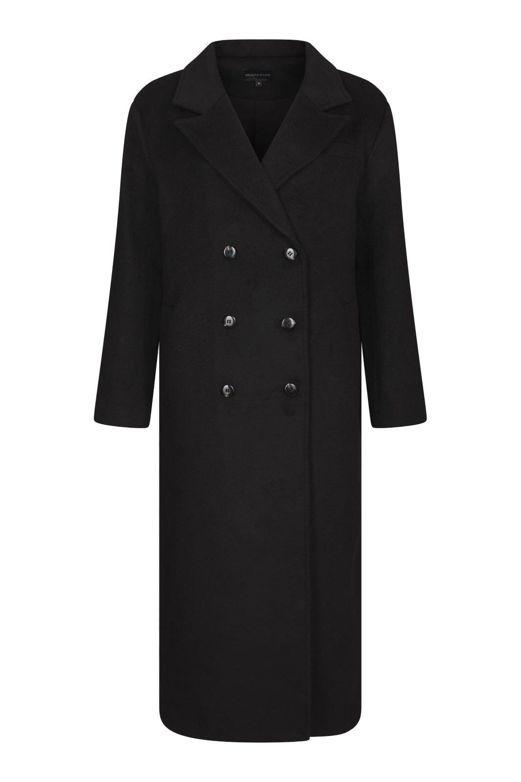 Valentin Studio - Boyfriend Wool Coat 160854 - 100 - Black Frakker 