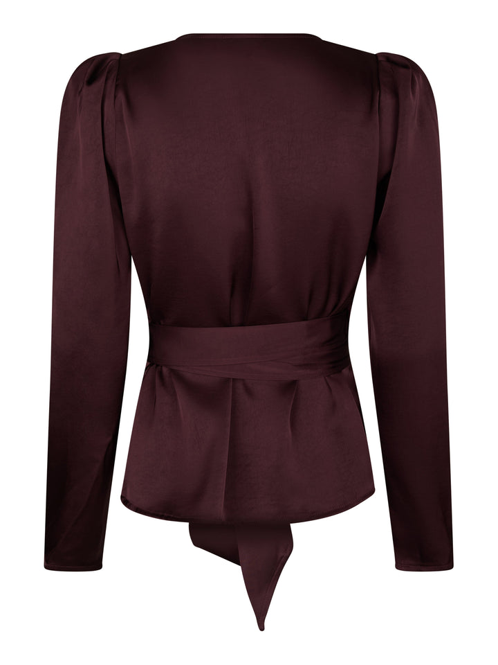 Valentin Studio - Josie Blouse Heavy Satin - Burgundy Bluser 