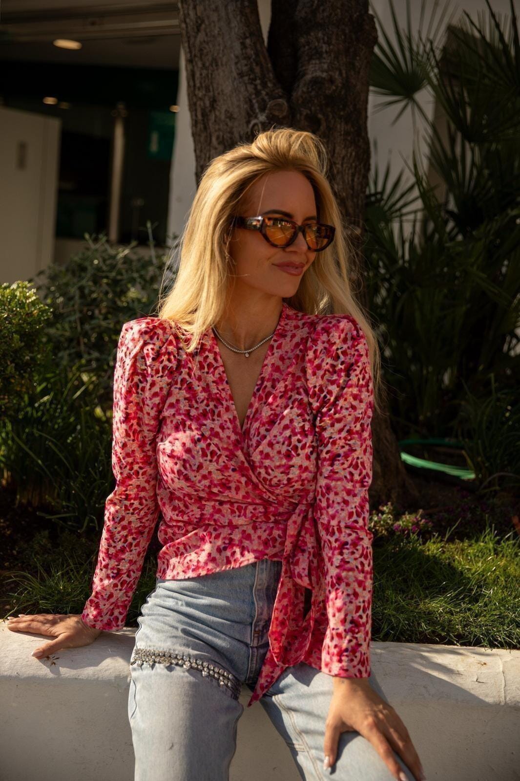 Forudbestilling - Valentin Studio - Josie Ink Dots Blouse 165457 - Pink 170 Bluser 