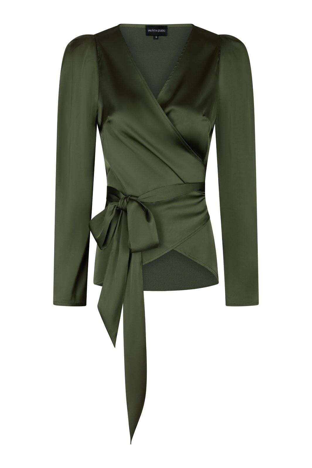 Valentin Studio - Josie Solid Satin Blouse 167298 - 437 - Dark Army Bluser 