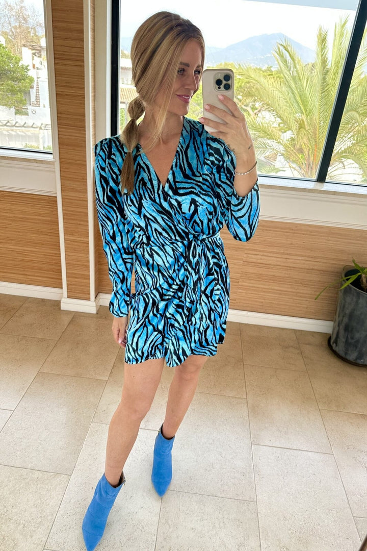 Valentin Studio - Josie Zebra Dress - Light Blue Kjoler 