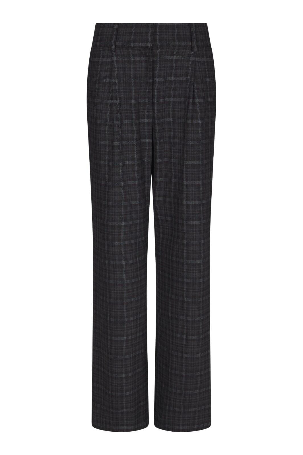 Valentin Studio - Pretty Check Pants Wide 169427 - 104 - Dark Grey Bukser 