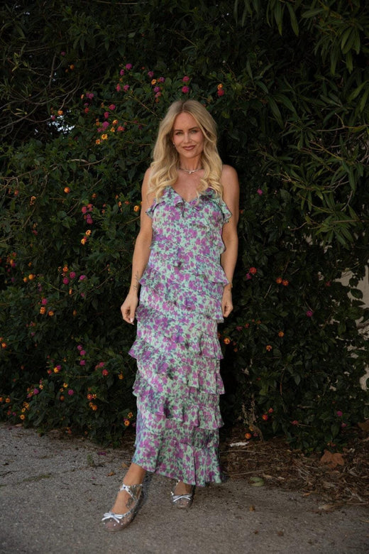 Forudbestilling - Valentin Studio - Ruffle Wild Garden Dress 165477 - 146 - Turquoise Kjoler 