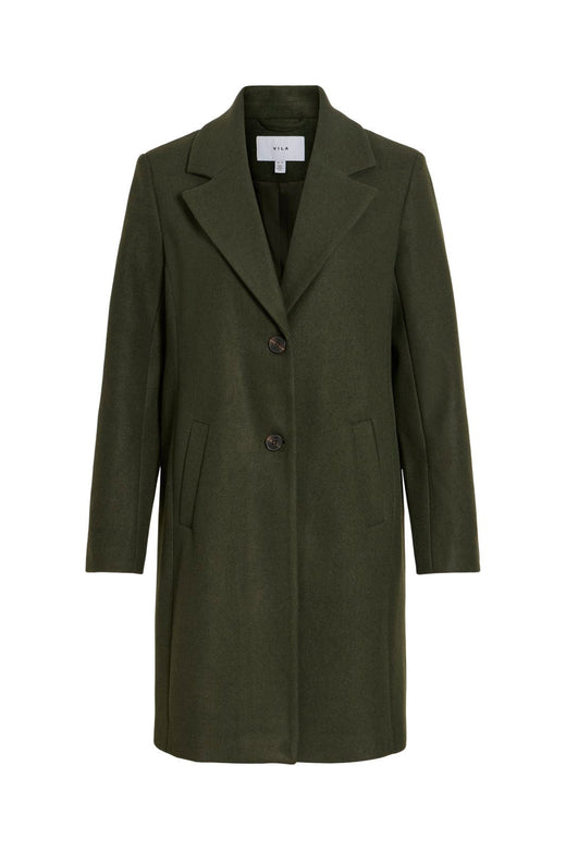Vila - Viclaudia Button Coat - 5020749 Forest Night Melange
