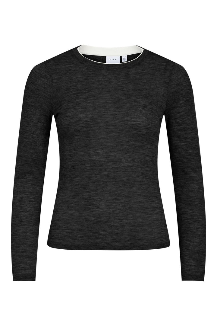Vila - Vielianne O-Neck L/S Top - 5210552 Black Beauty Snow White
