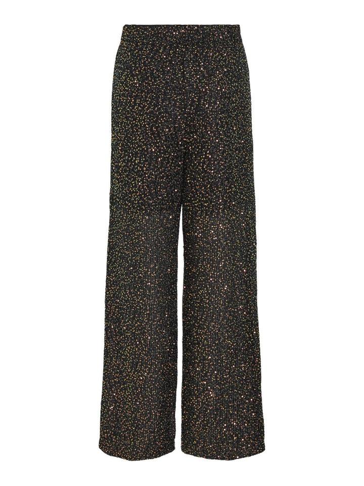 Vila - Viscara L/S Sequins Pants - Black/Sequins Bukser 