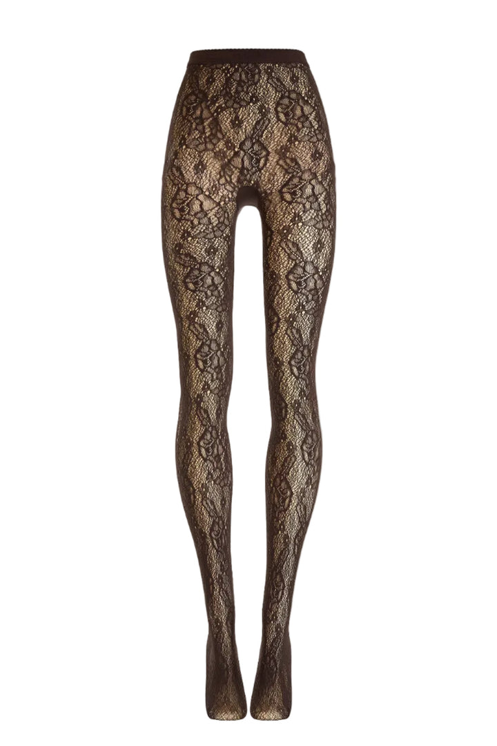 Wolford - Infinite Rose Net Tights 19478 - 4870 Dark Wood Strømpebukser 