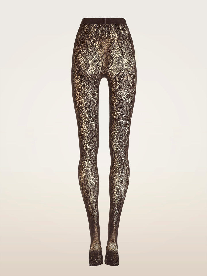 Wolford - Infinite Rose Net Tights 19478 - 4870 Dark Wood Strømpebukser 