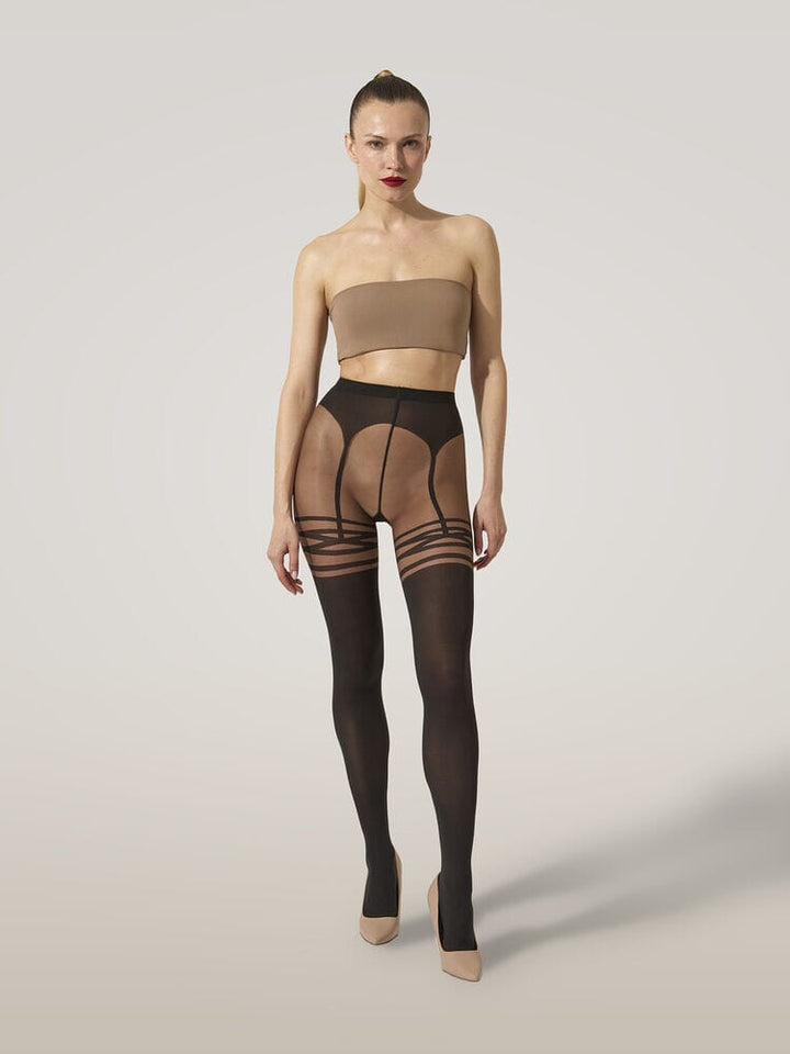 Wolford - Suspender Tights17653 - 9952 Umber/black Strømpebukser 