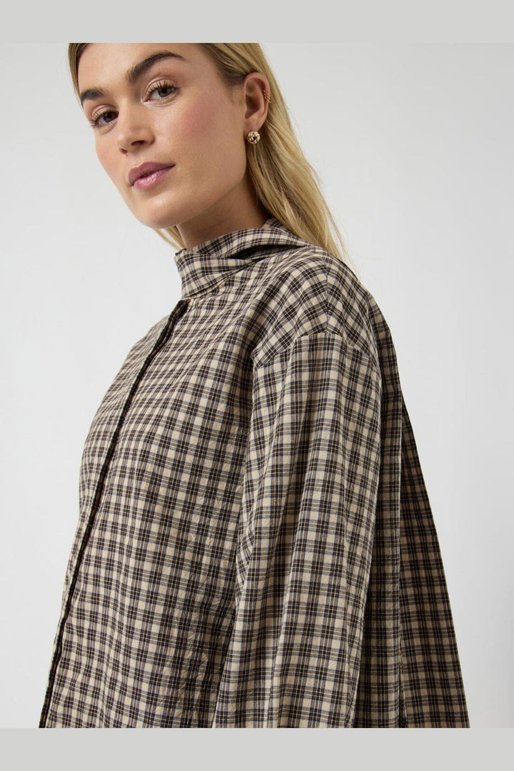 YAS - Yascarlina Ls Long Shirt - 5108963 Chocolate Brown W. Checks