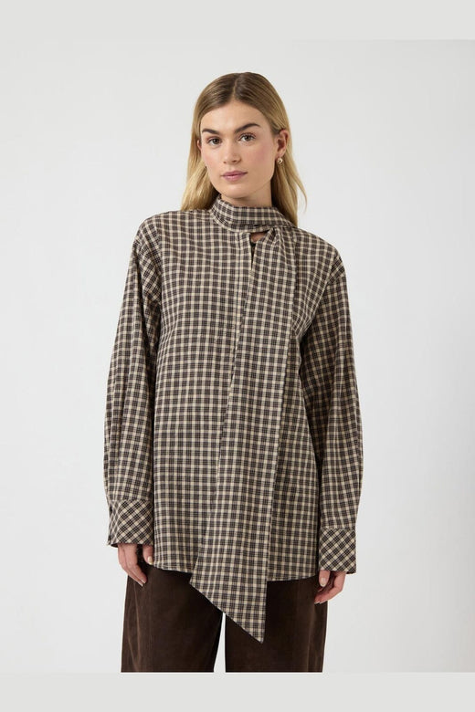 YAS - Yascarlina Ls Long Shirt - 5108963 Chocolate Brown W. Checks