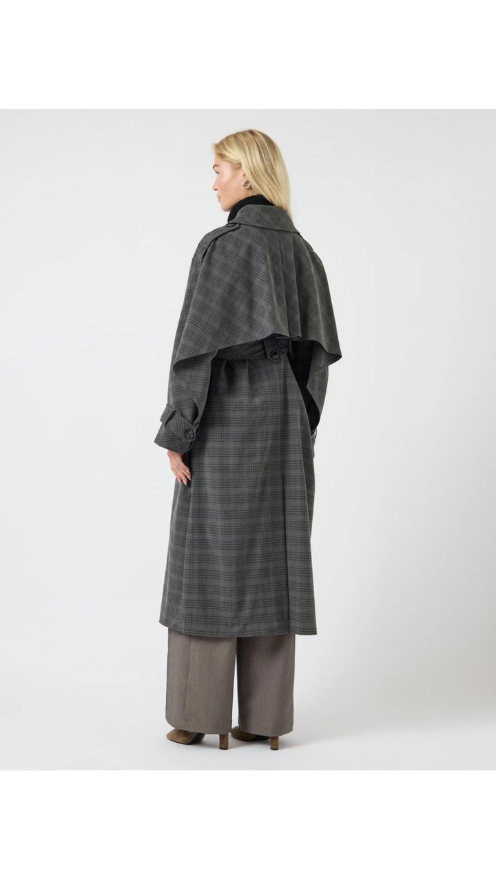 Y.A.S - Yascicco Ls Long Coat - 4887412 Dark Grey Melange W. Black Frakker 