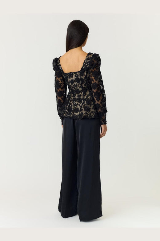 YAS - Yasconstanza Ls Lace Top - 5162352 Black Tan