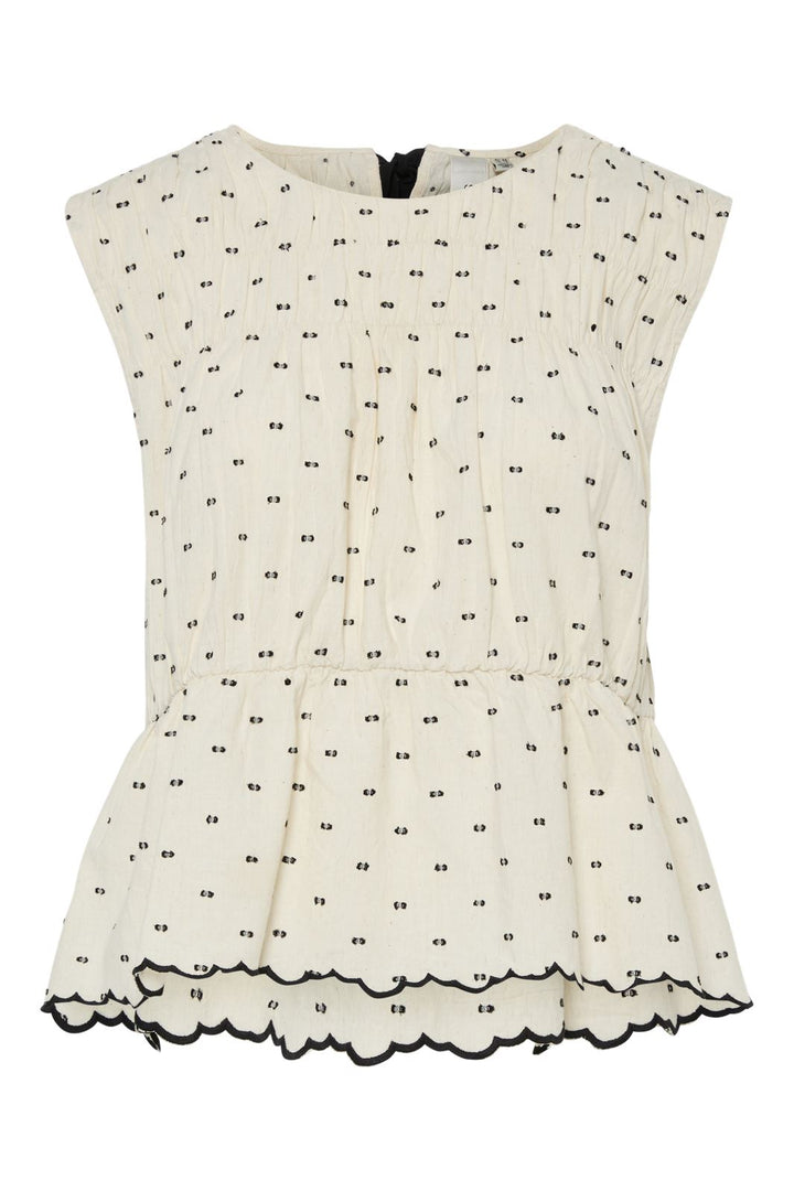 Y.A.S - Yasdobby Sl Top - 4693119 Gardenia Black Dobby Dots
