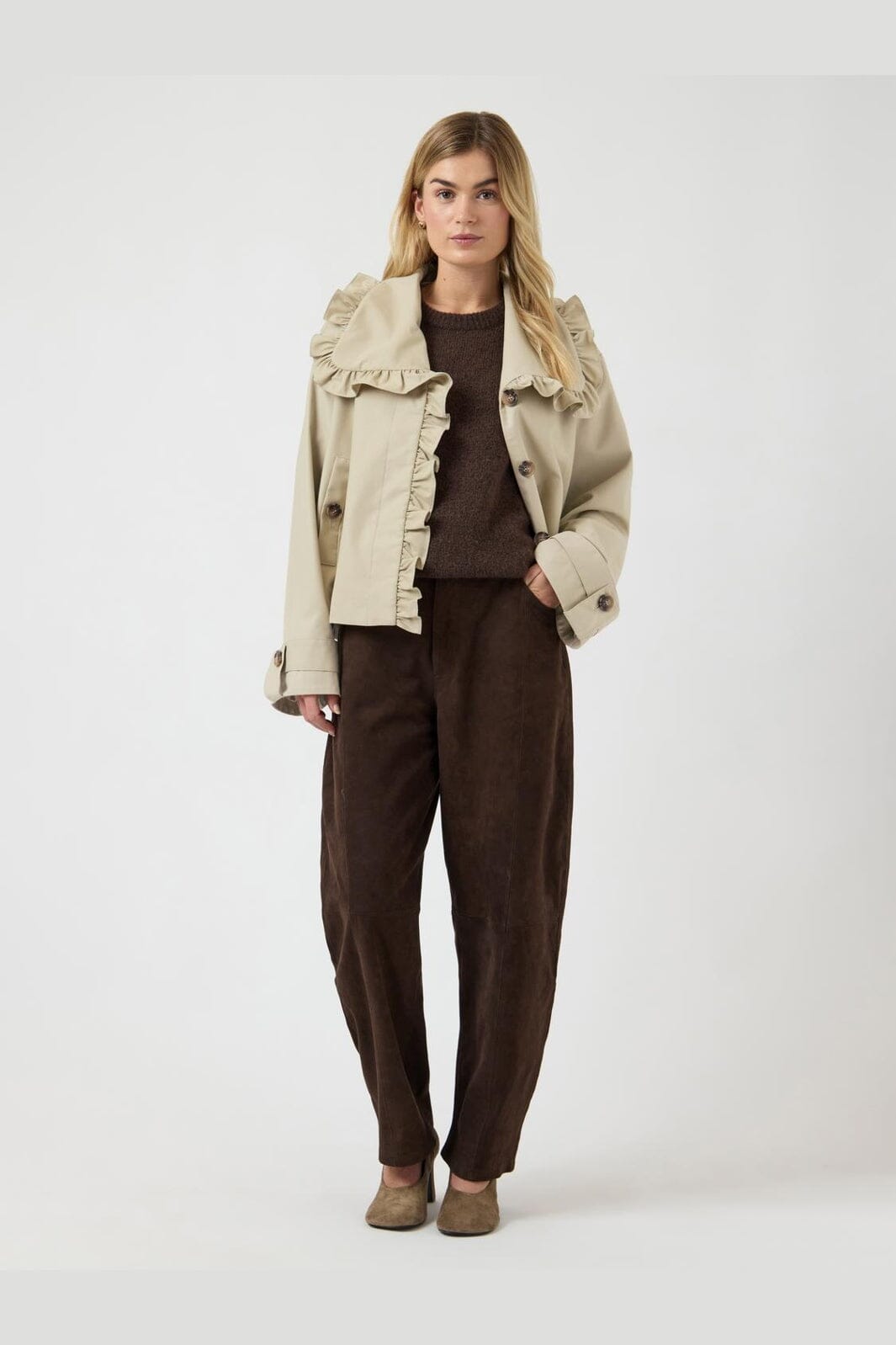 YAS - Yaselsana Ls Short Trenchcoat - 4801258 Travertine