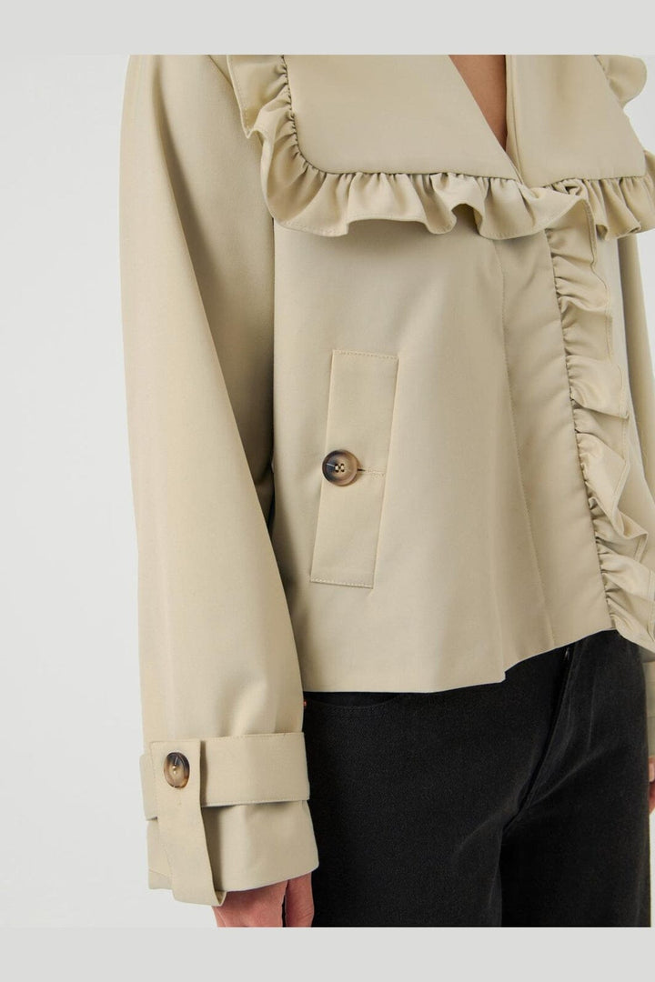 YAS - Yaselsana Ls Short Trenchcoat - 4801258 Travertine