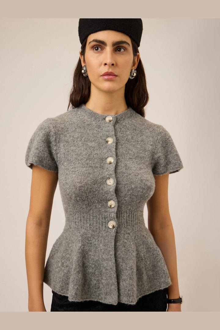 YAS - Yasenya Ss Knit Cardigan - 5137006 Medium Grey Melange