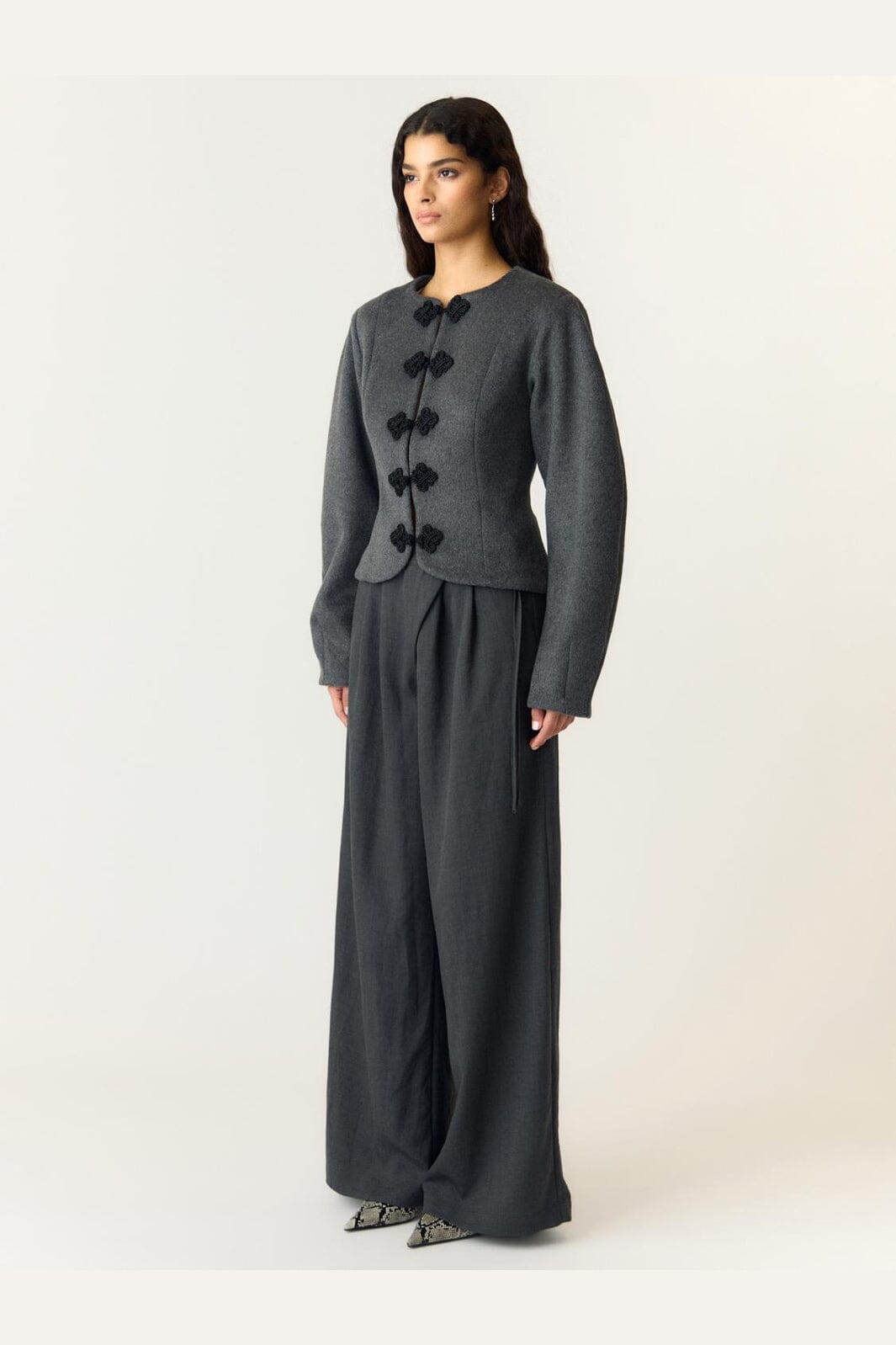 YAS - Yasnapo Ls Wool Jacket Story - 5184802 Dark Grey Melange