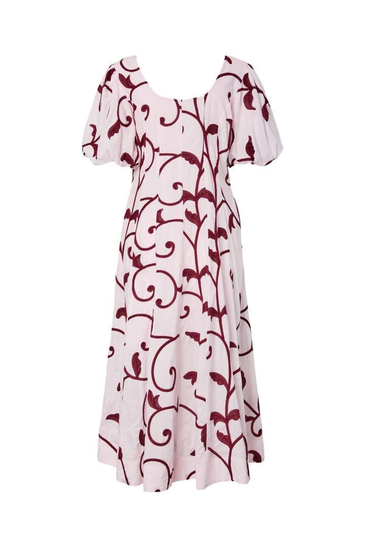 YAS - Yasromy Ss Long Dress - 4966504 Ballerina W. Rhododendron Embrodery