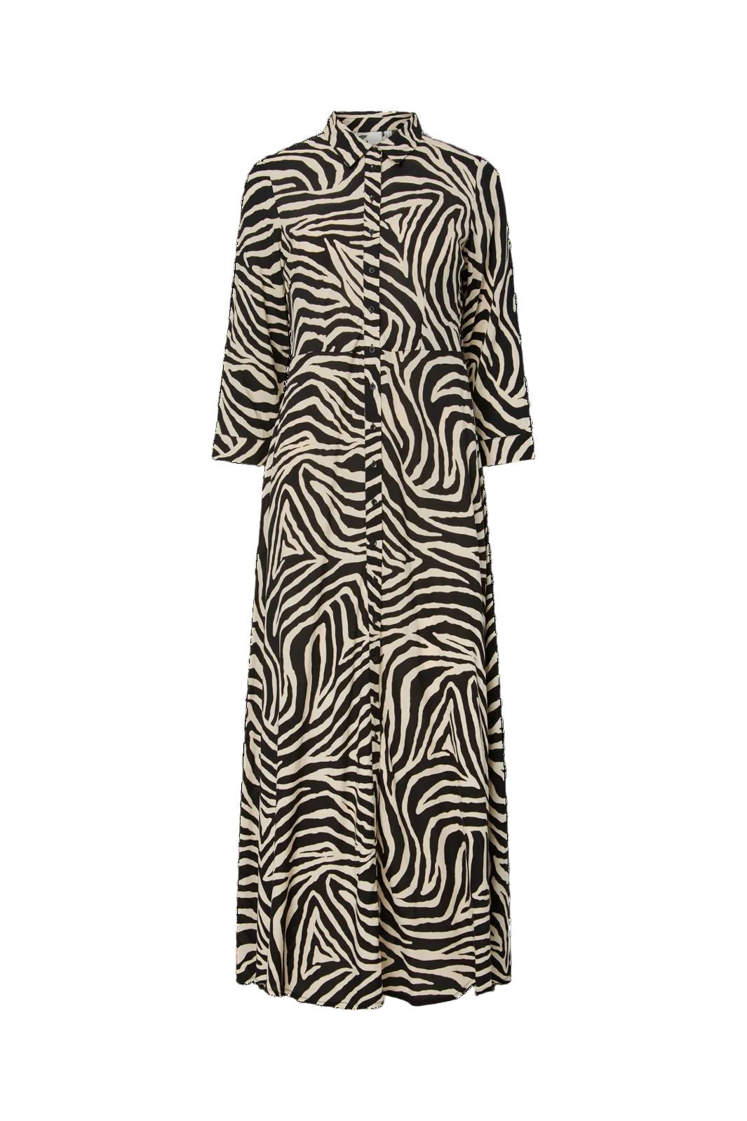 YAS - Yassavanna Long Shirt Dress - 4844009 Birch Zebra Print