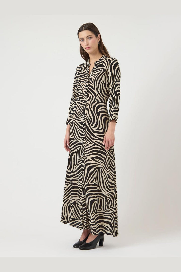 YAS - Yassavanna Long Shirt Dress - 4844009 Birch Zebra Print