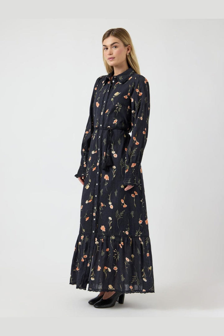 YAS - Yassomelli Ls Long Shirt Dress - 5077027 Black Flower Print