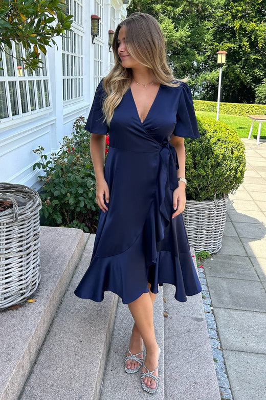 YAS - Yasthea 2/4 Midi Wrap Dress - 4200317 Evening Blue Kjoler 