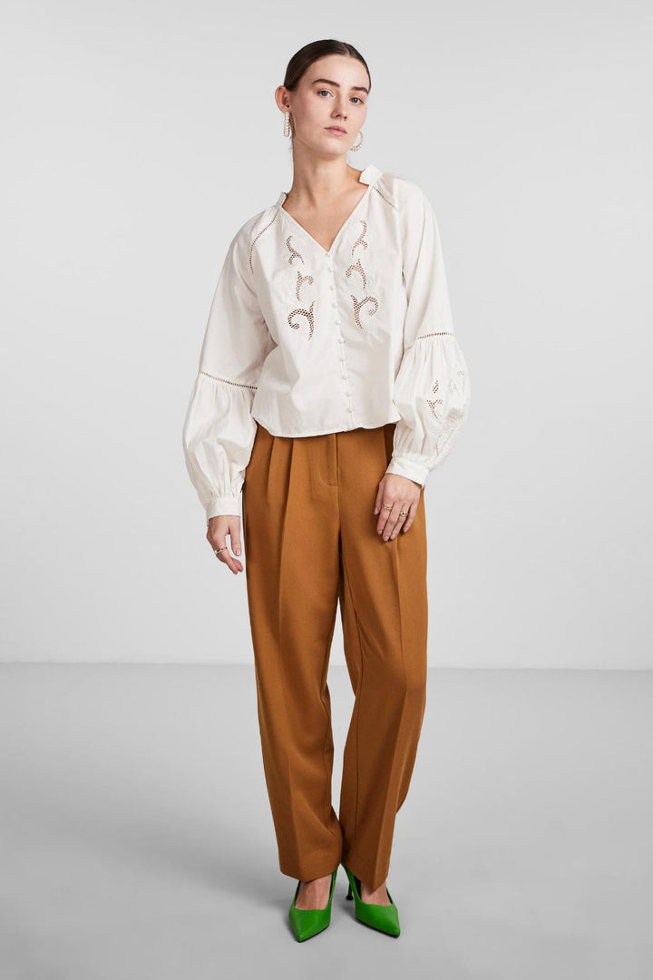 Y.A.S - Yaszimla Ls V-Neck Shirt S. - Star White Skjorter 